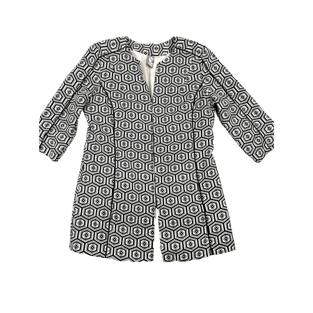 Silk Land Collection Women's Jacket 100% Silk Size S/M 3/4 Sleeve Black Ivory‎